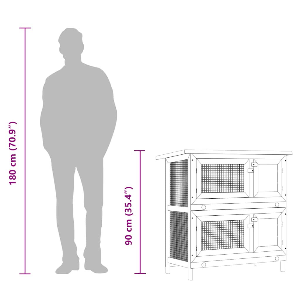vidaXL Outdoor Rabbit Hutch 4 Doors Grey Wood