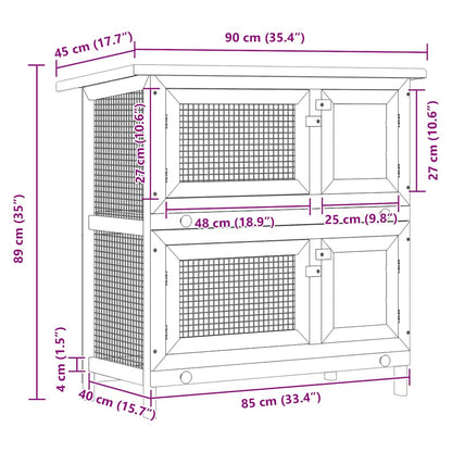 vidaXL Outdoor Rabbit Hutch 4 Doors Red Wood
