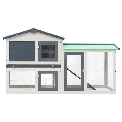 vidaXL Outdoor Large Rabbit Hutch Grey and White 145 x 45 x 84 Wood