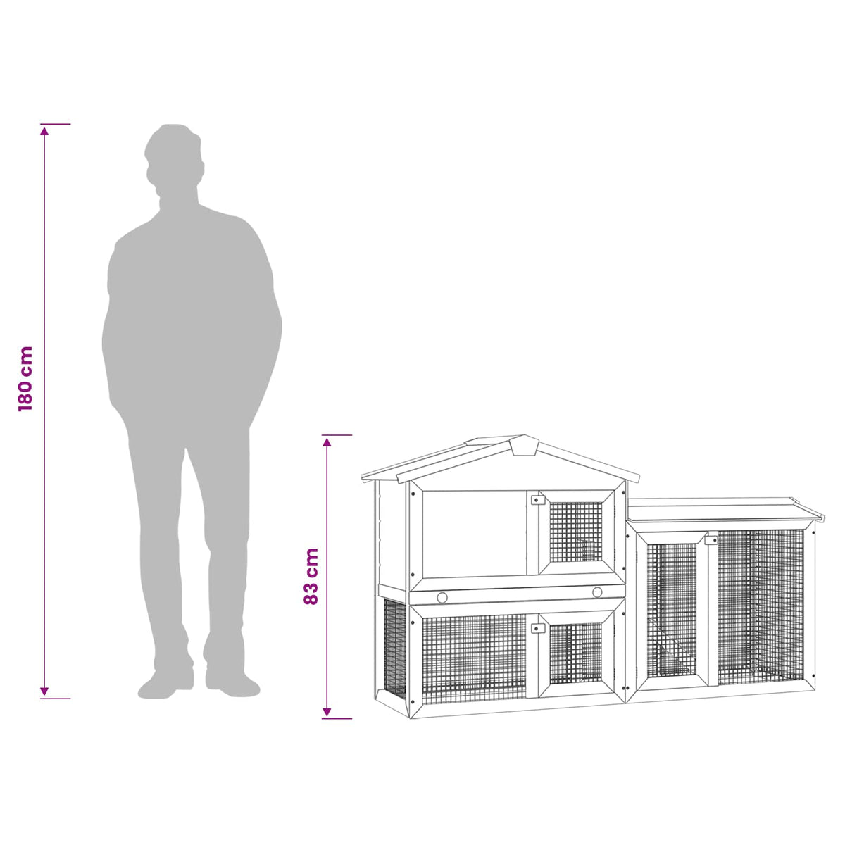 vidaXL Outdoor Large Rabbit Hutch Grey and White 145x45x84 cm Wood