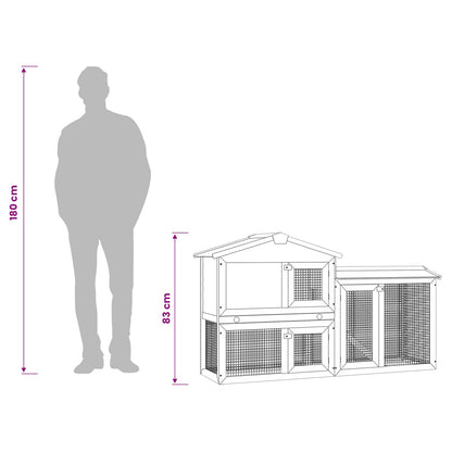 vidaXL Outdoor Large Rabbit Hutch Grey and White 145x45x84 cm Wood