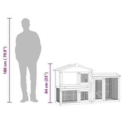 vidaXL Outdoor Large Rabbit Hutch Red and White 145 x 45 x 84 Wood