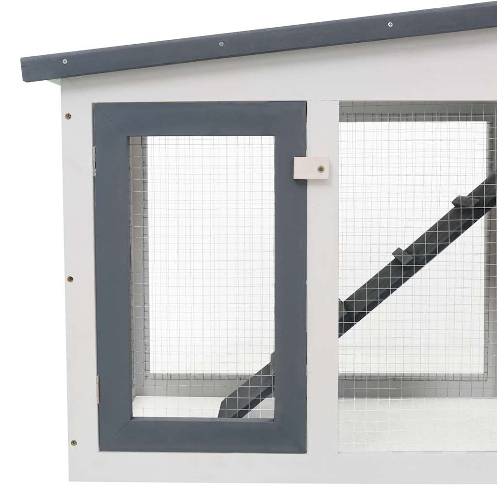 vidaXL Outdoor Large Rabbit Hutch Grey and White 201x45x85 cm Wood
