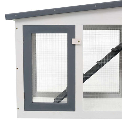 vidaXL Outdoor Large Rabbit Hutch Grey and White 201x45x85 cm Wood