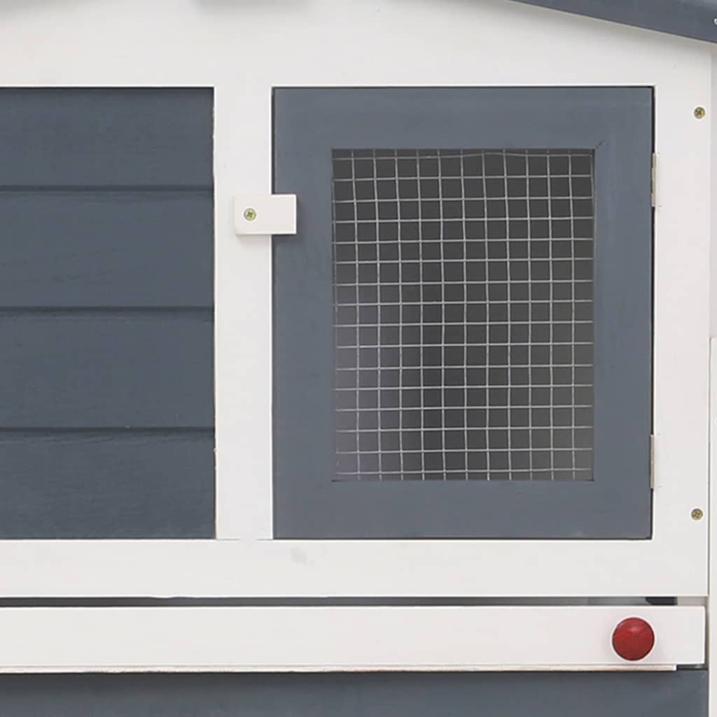 vidaXL Outdoor Large Rabbit Hutch Grey and White 201x45x85 cm Wood