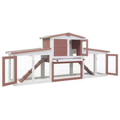vidaXL Outdoor Large Rabbit Hutch Brown and White 201x45x85 cm Wood