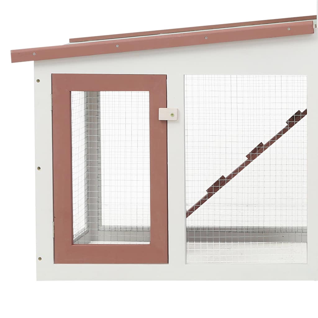 vidaXL Outdoor Large Rabbit Hutch Brown and White 201x45x85 cm Wood