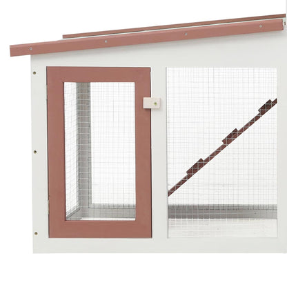 vidaXL Outdoor Large Rabbit Hutch Brown and White 201x45x85 cm Wood