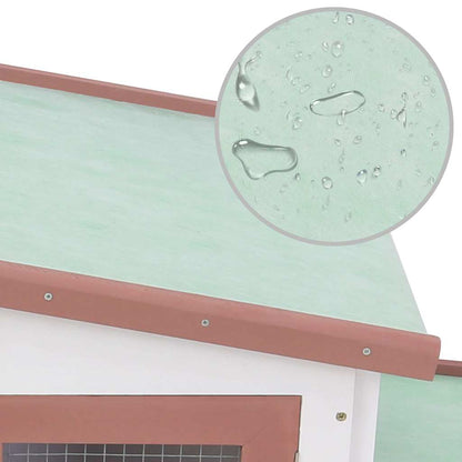 vidaXL Outdoor Large Rabbit Hutch Brown and White 201x45x85 cm Wood