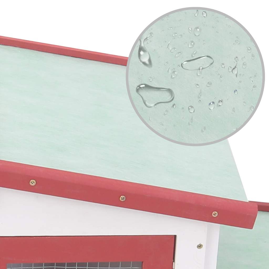 vidaXL Outdoor Large Rabbit Hutch Red and White 201x45x85 cm Wood