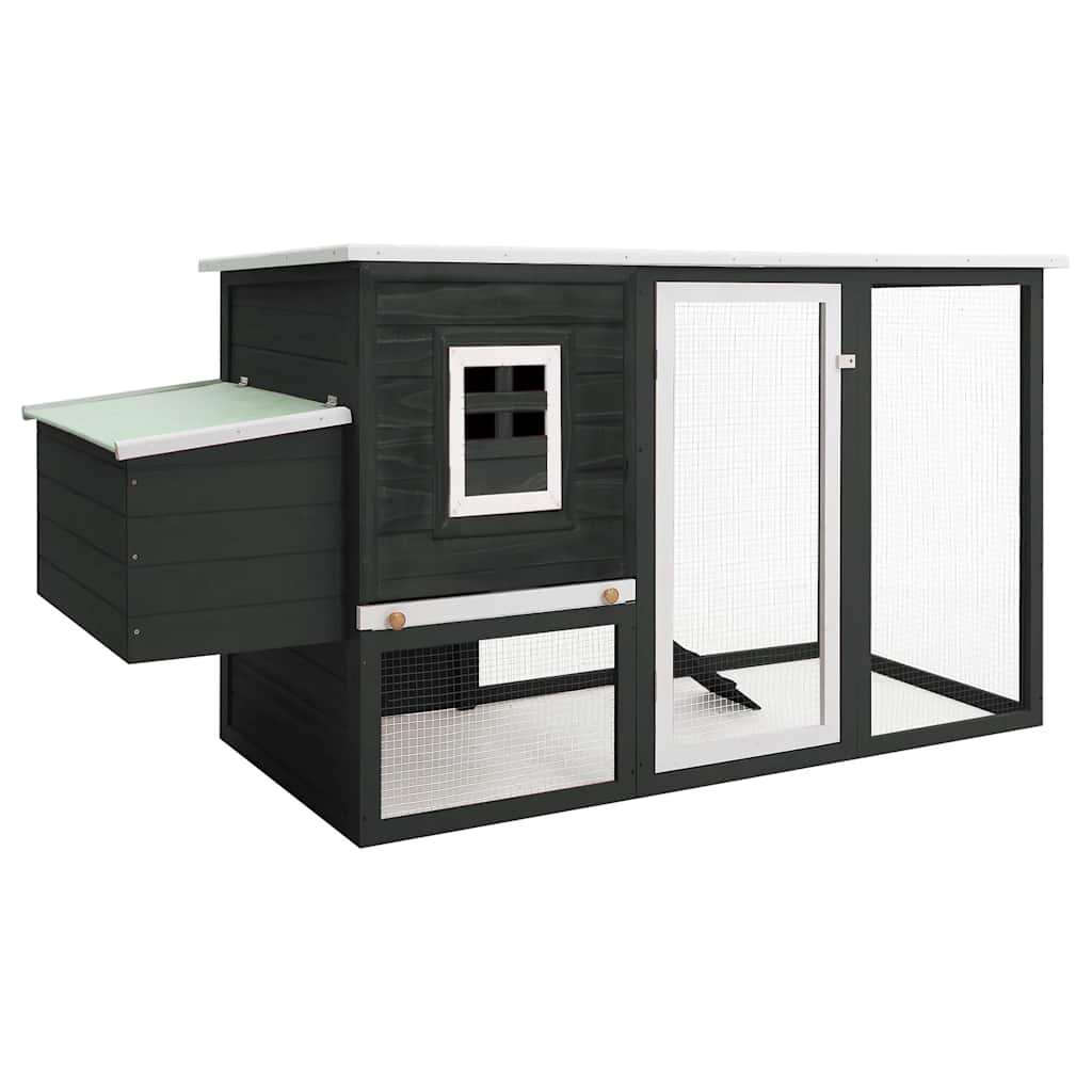 vidaXL Outdoor Chicken Cage Hen House with 1 Egg Cage Grey Wood