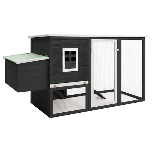 vidaXL Outdoor Chicken Cage Hen House with 1 Egg Cage Grey Wood