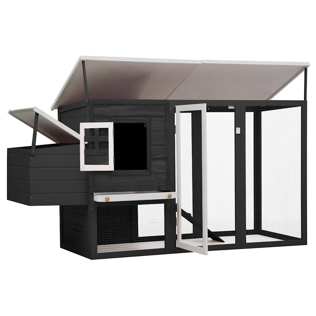 vidaXL Outdoor Chicken Cage Hen House with 1 Egg Cage Grey Wood