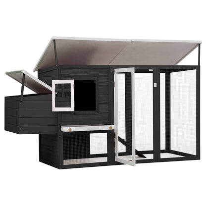 vidaXL Outdoor Chicken Cage Hen House with 1 Egg Cage Grey Wood