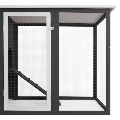 vidaXL Outdoor Chicken Cage Hen House with 1 Egg Cage Grey Wood