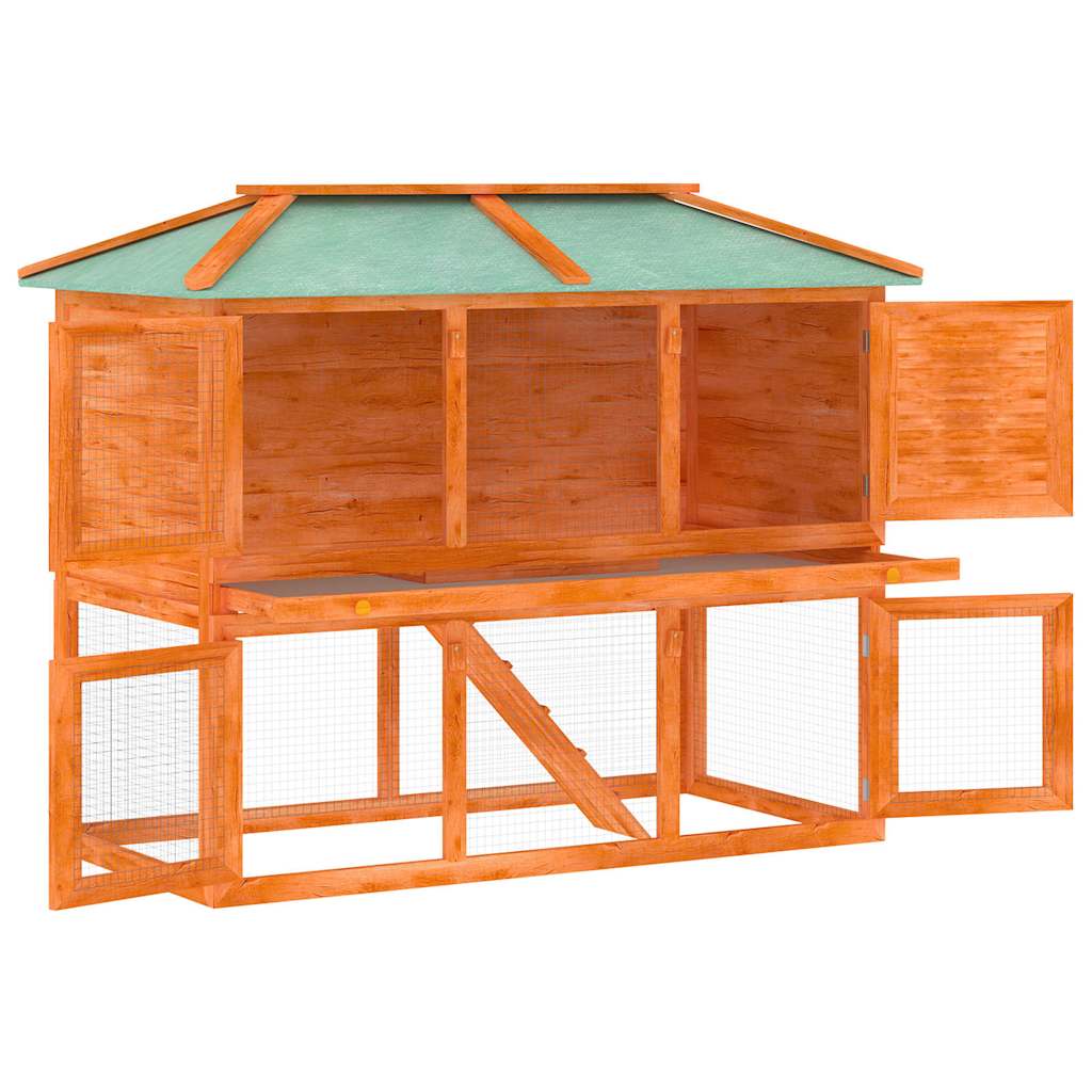 170849 vidaXL Animal Rabbit Cage Double Floor Wood