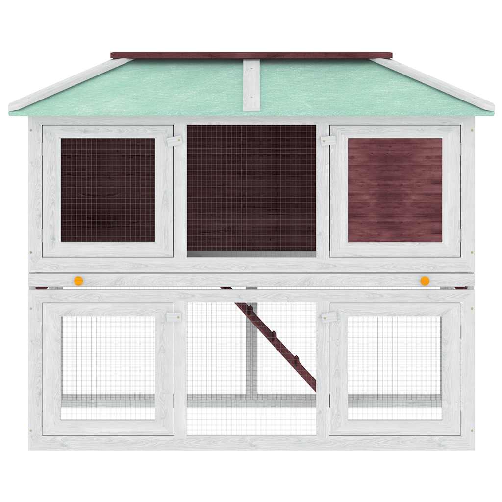vidaXL Animal Rabbit Cage Double Floor Brown Wood