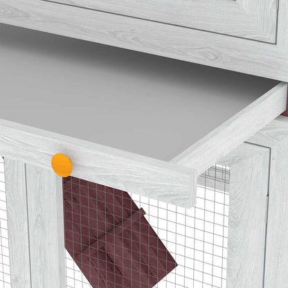vidaXL Animal Rabbit Cage Double Floor Brown Wood