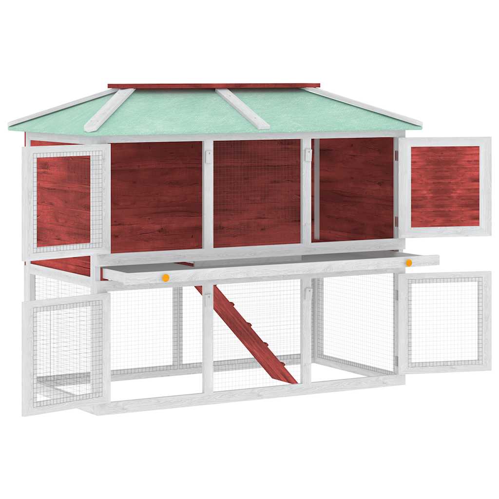 vidaXL Animal Rabbit Cage Double Floor Red Wood