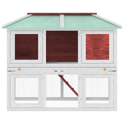 vidaXL Animal Rabbit Cage Double Floor Red Wood