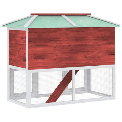 vidaXL Animal Rabbit Cage Double Floor Red Wood