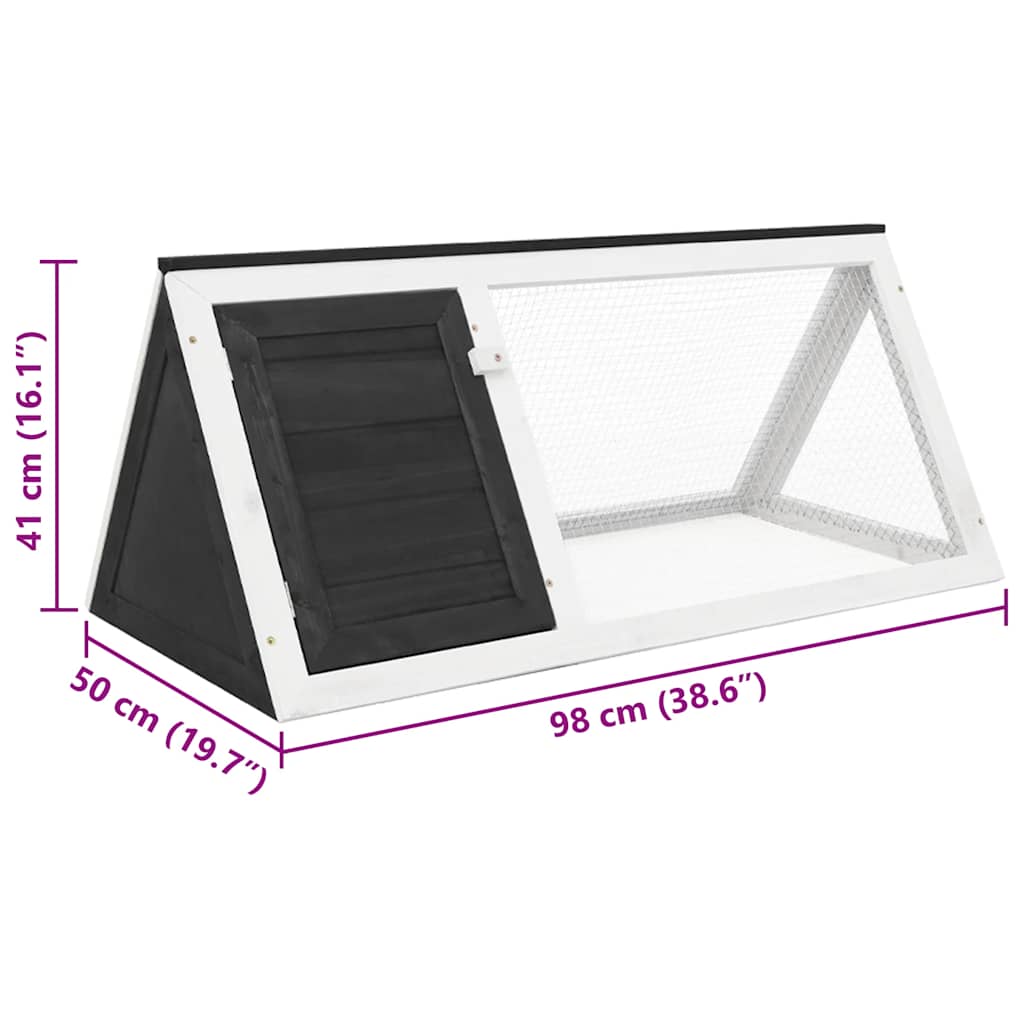 vidaXL Animal Rabbit Cage Grey Wood