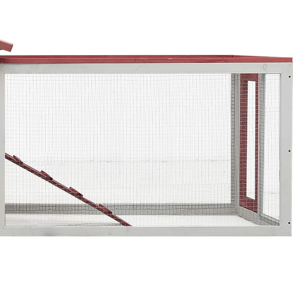 170860 vidaXL Rabbit Hutch Red 310x70x87 cm Solid Pine & Fir Wood