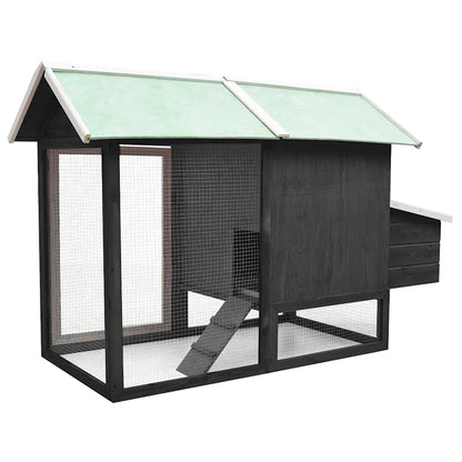 vidaXL Chicken Cage Grey 170x81x110 cm Solid Pine & Fir Wood