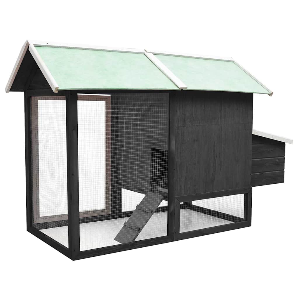 170861 vidaXL Chicken Cage Grey 170x81x110 cm Solid Pine & Fir Wood