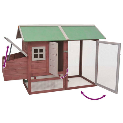 170862 vidaXL Chicken Cage Mocha 170x81x110 cm Solid Pine & Fir Wood