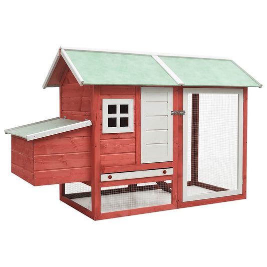 170863 vidaXL Chicken Cage Red 170x81x110 cm Solid Pine & Fir Wood