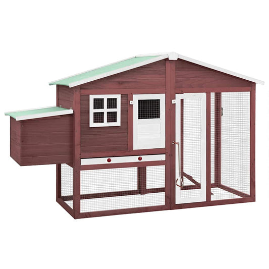vidaXL Chicken Coop with Nest Box Mocha and White Solid Fir Wood