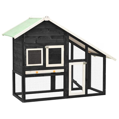 vidaXL Rabbit Hutch Grey and White 140x63x120 cm Solid Firwood