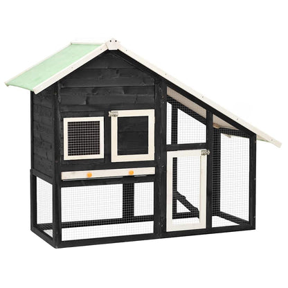 170869 vidaXL Rabbit Hutch Grey and White 140x63x120 cm Solid Firwood