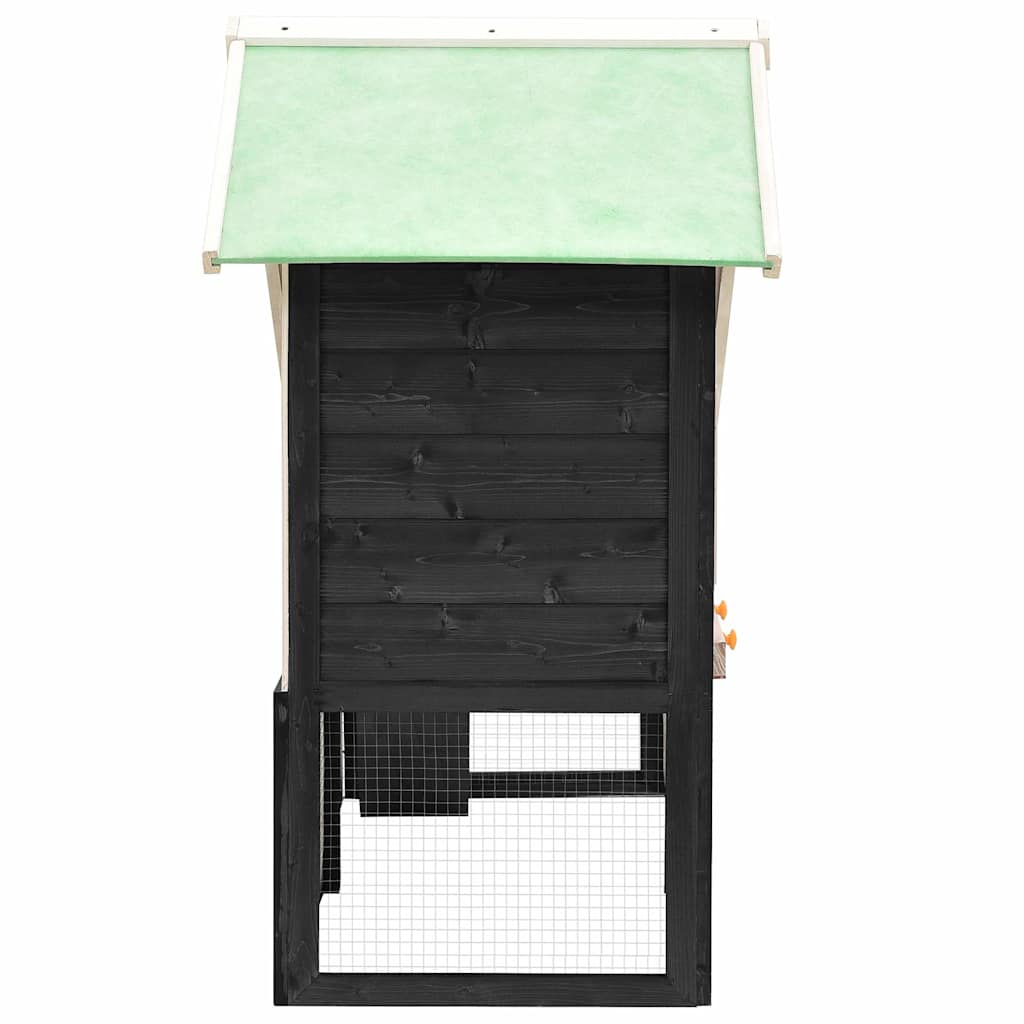 170869 vidaXL Rabbit Hutch Grey and White 140x63x120 cm Solid Firwood