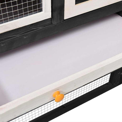 170869 vidaXL Rabbit Hutch Grey and White 140x63x120 cm Solid Firwood