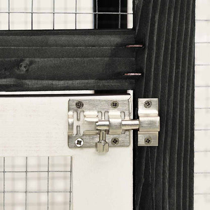 vidaXL Rabbit Hutch Grey and White 140x63x120 cm Solid Firwood