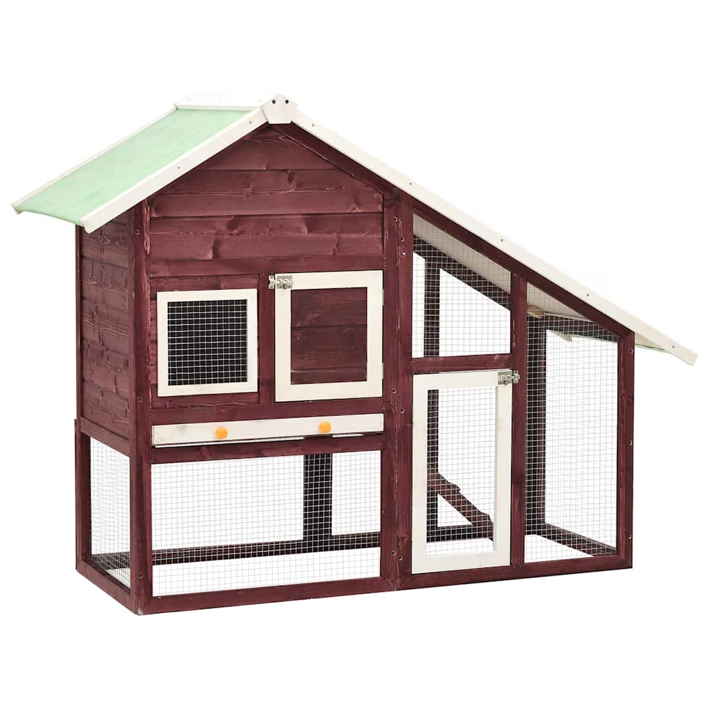 170870 vidaXL Rabbit Hutch Mocha and White 140x63x120 cm Solid Firwood
