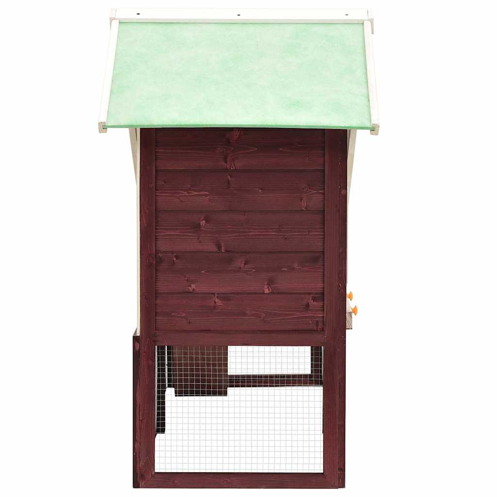 170870 vidaXL Rabbit Hutch Mocha and White 140x63x120 cm Solid Firwood