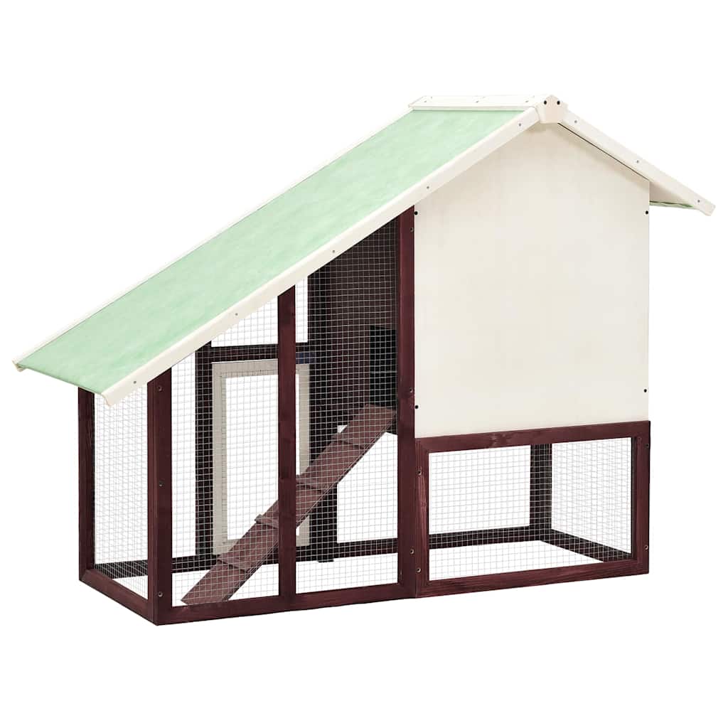 170870 vidaXL Rabbit Hutch Mocha and White 140x63x120 cm Solid Firwood