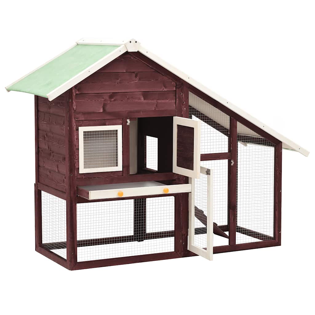 vidaXL Rabbit Hutch Mocha and White 140x63x120 cm Solid Firwood