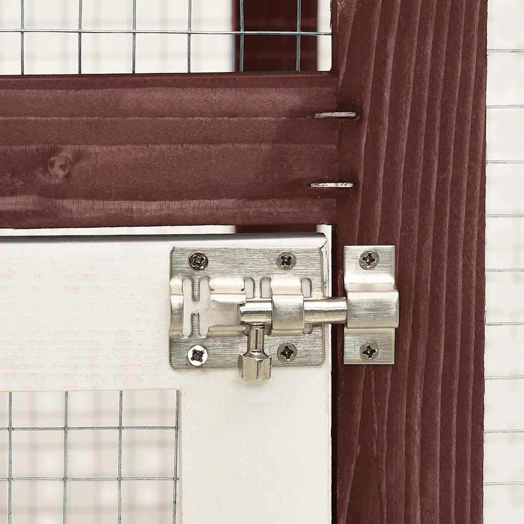 vidaXL Rabbit Hutch Mocha and White 140x63x120 cm Solid Firwood