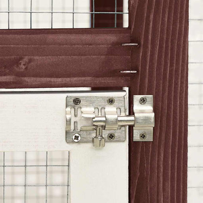 vidaXL Rabbit Hutch Mocha and White 140x63x120 cm Solid Firwood