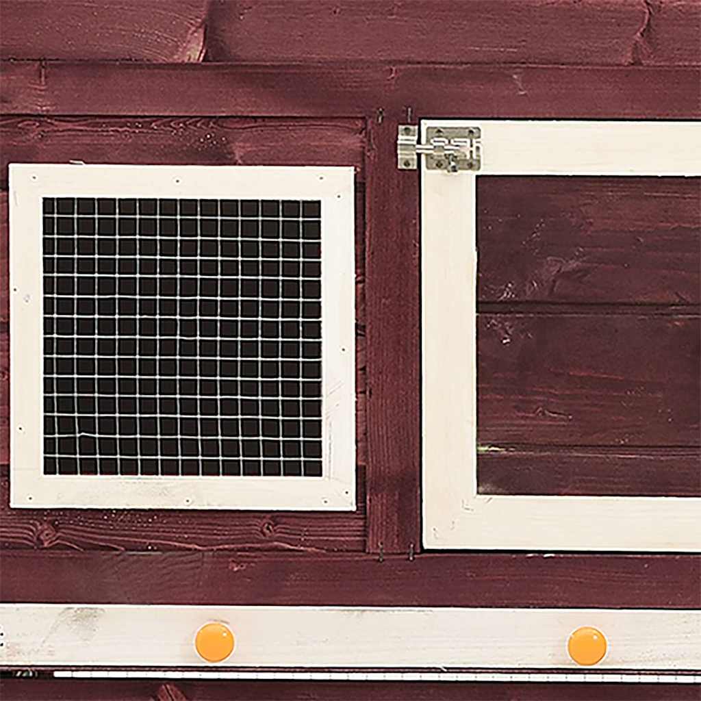 170870 vidaXL Rabbit Hutch Mocha and White 140x63x120 cm Solid Firwood