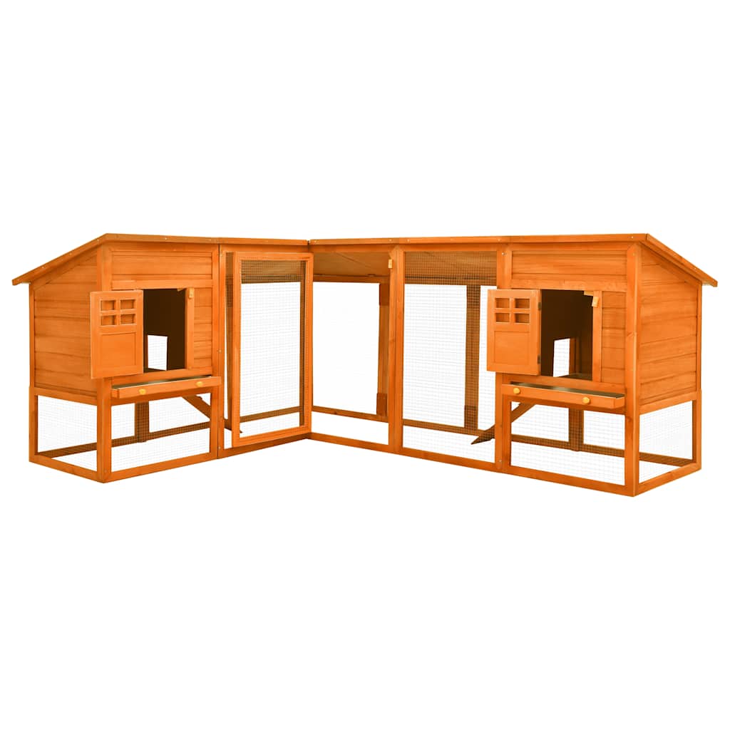 vidaXL Outdoor Rabbit Hutch with Run Brown Solid Fir Wood