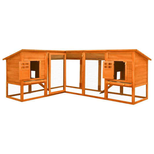vidaXL Outdoor Rabbit Hutch with Run Brown Solid Fir Wood