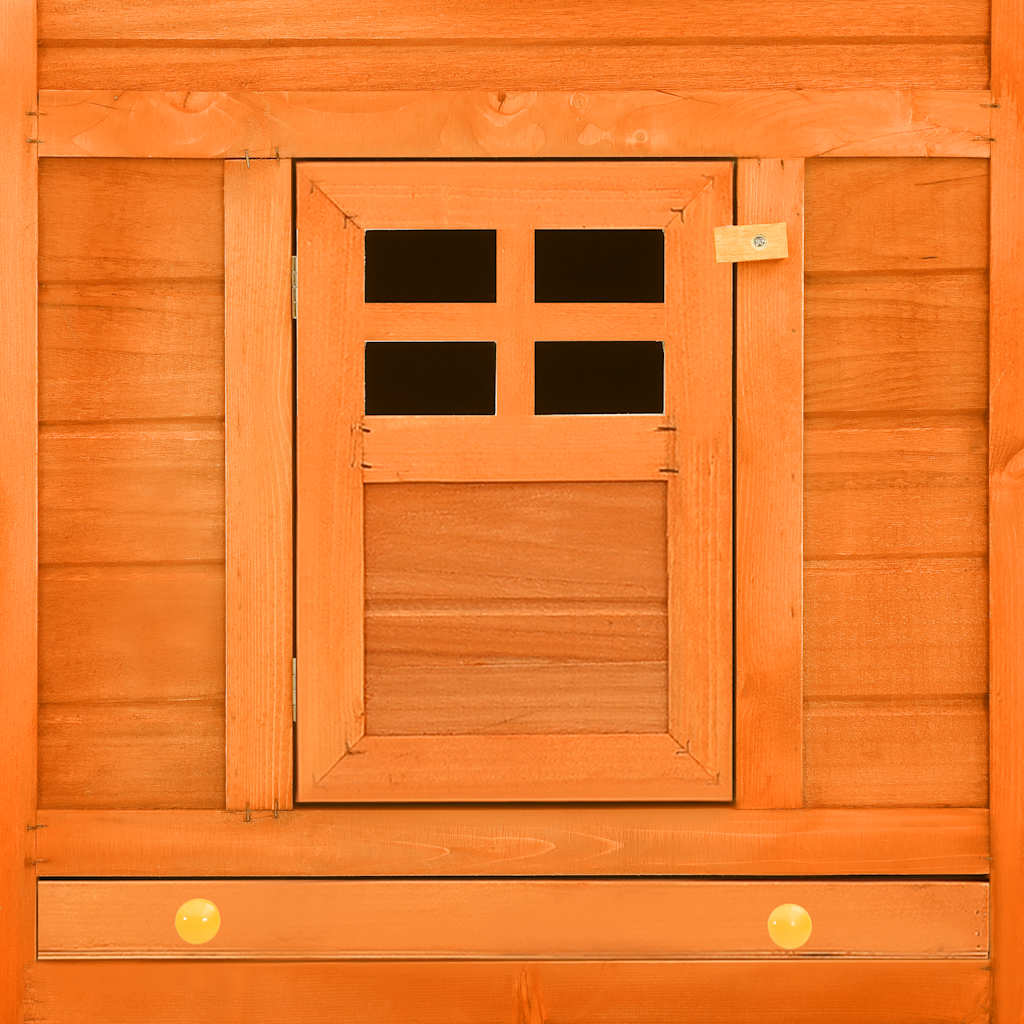 vidaXL Outdoor Rabbit Hutch with Run Brown Solid Fir Wood