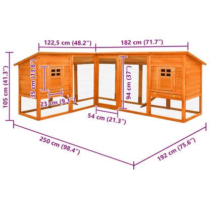 vidaXL Outdoor Rabbit Hutch with Run Brown Solid Fir Wood
