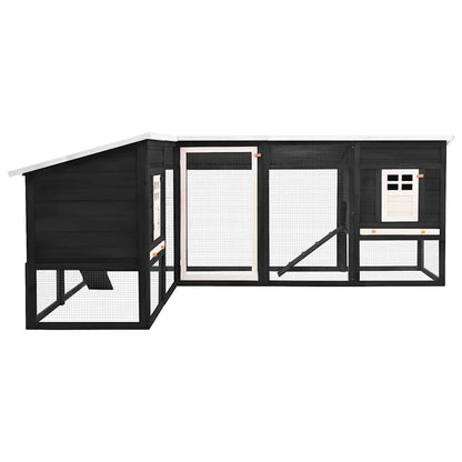 vidaXL Outdoor Rabbit Hutch with Run Grey and White Solid Fir Wood