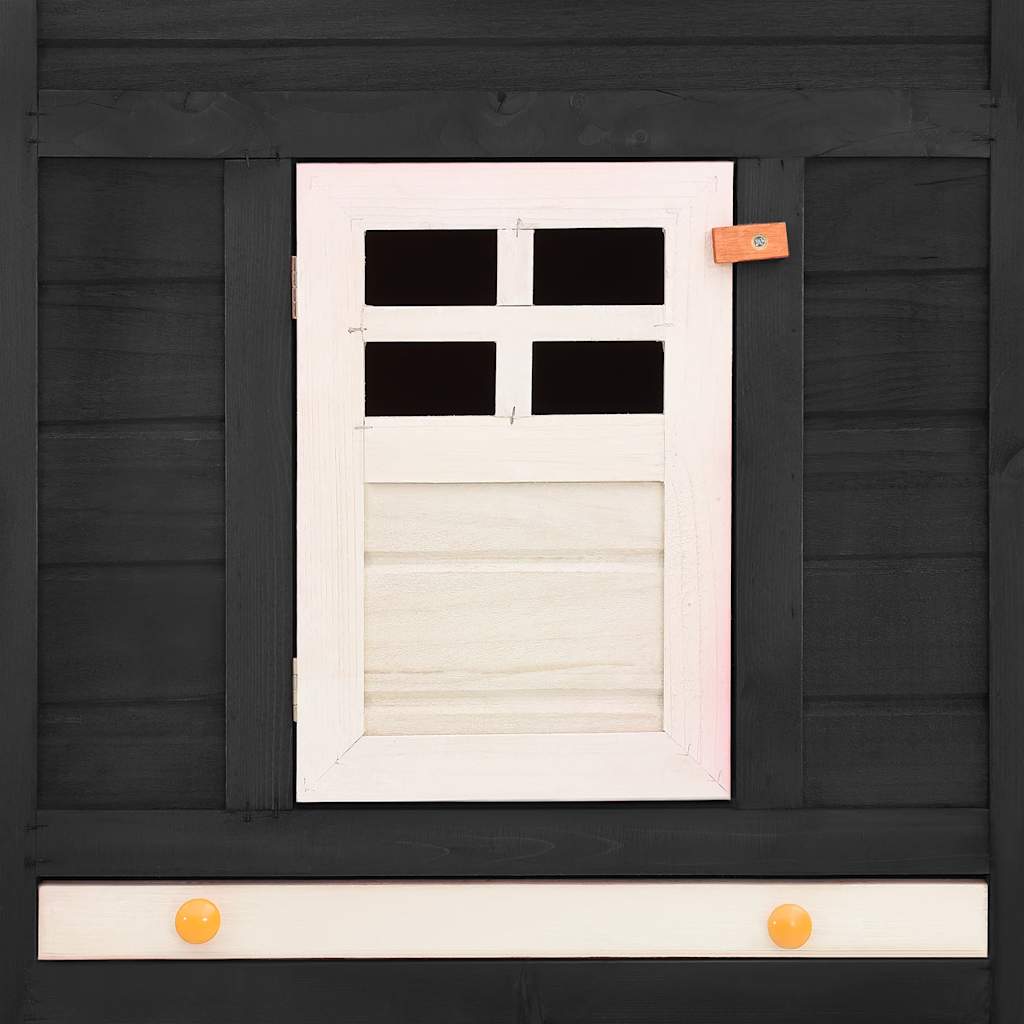 vidaXL Outdoor Rabbit Hutch with Run Grey and White Solid Fir Wood